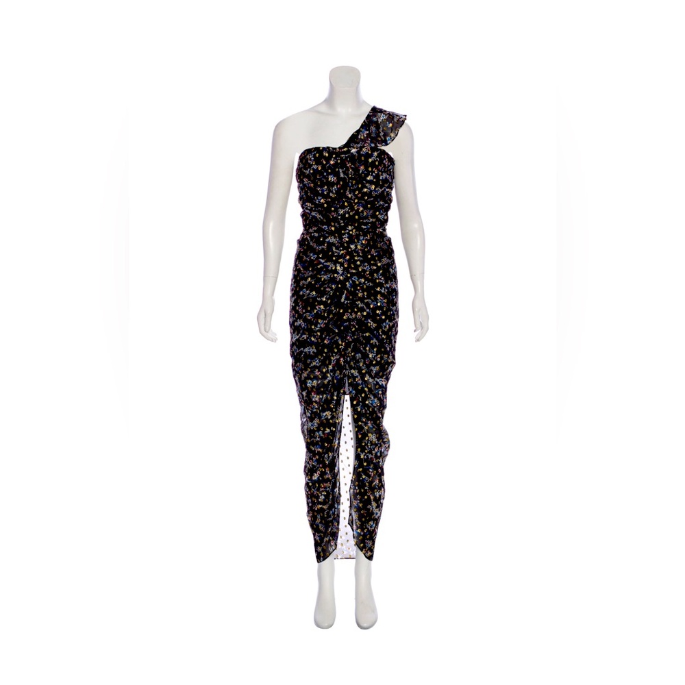 Sexy Chic Veronica Beard Ruffian Black Silk Floral Dress XS 0